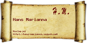 Hans Marianna névjegykártya